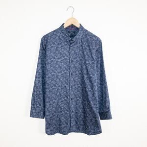 Ted Baker Men's Blue Floral Button up Shirt size 5 Long Sleeve